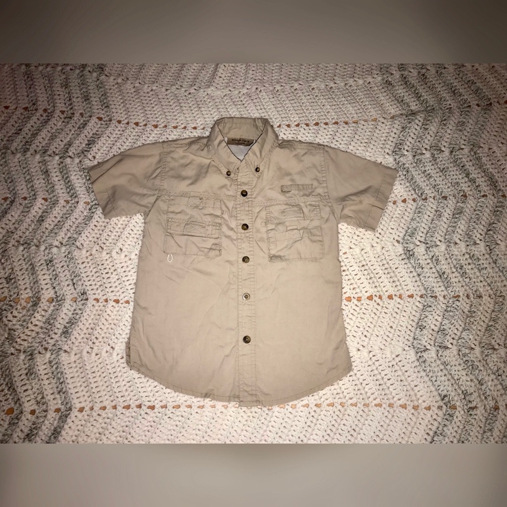 Vented FIshing Shirt Khaki Short Slv Sz 5/6 Boys